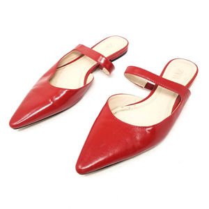 Zara Pointed Toe Red Patent Leather Mules Flats size 37